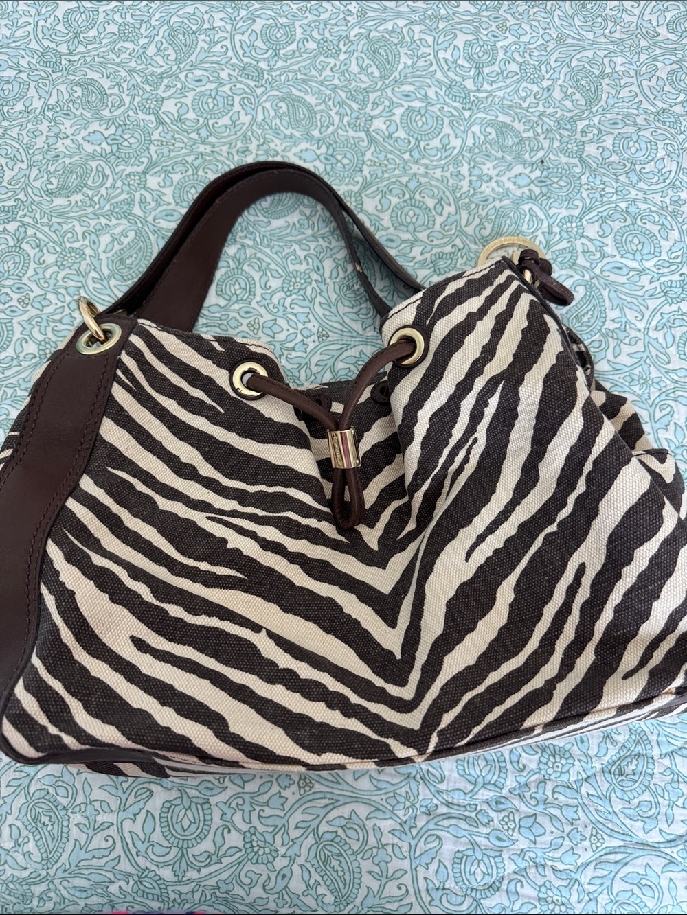 Vintage RARE Michael Kors Brown Zebra Tiger Print Ludlow Bag Purse hobo tote Y2K - Picture 15 of 17